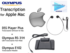 Transcription Kit for Apple Mac - Software + USB Foot Pedal + Headset